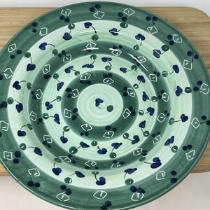 Green Olive Soup Pasta Bowl 9 3/4" Made in‎ Italy Hand painted Stripe HTF